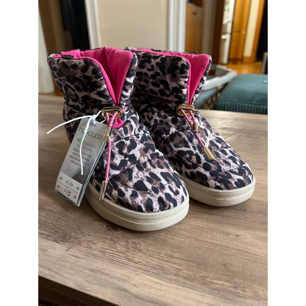 Hey Dude Girls Margot‎ Eco Boots Leopard Print Size 2 Youth NWT